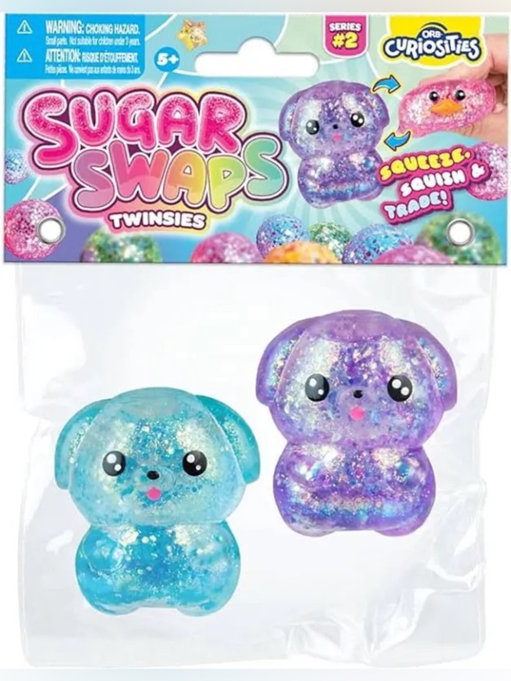 Viral Orb Sugar Swaps Glitter Squishy Toy Set - Blue & Purple Puppies